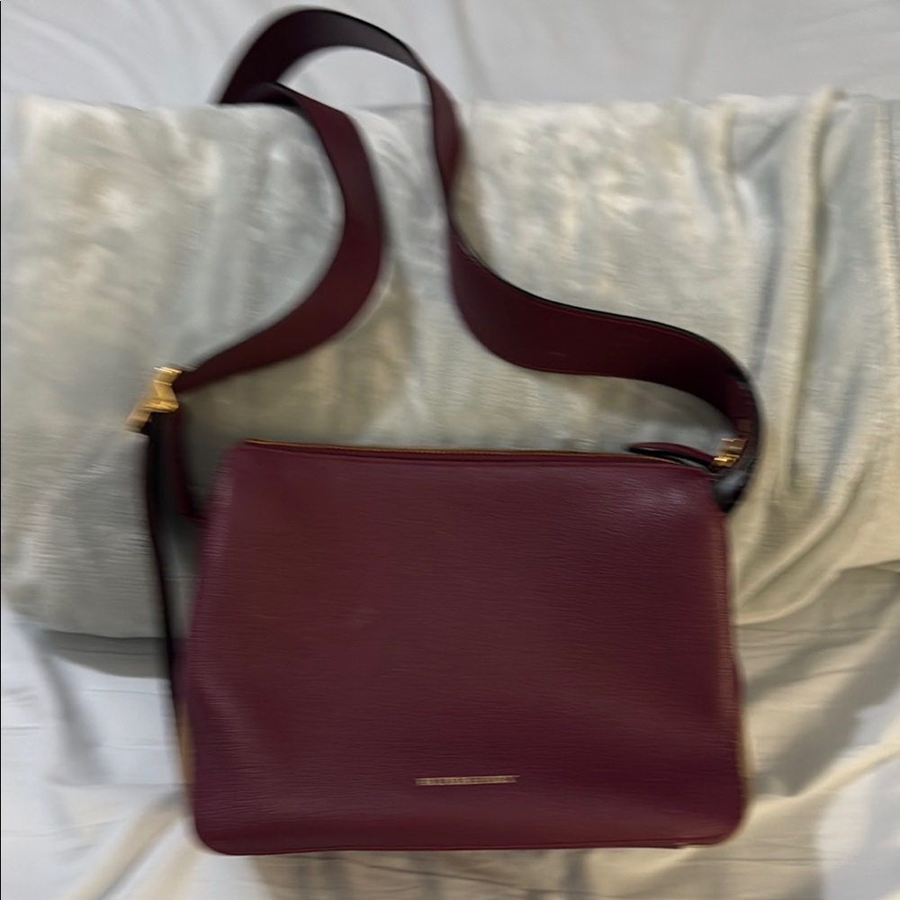 Burberry Deep Red Leather Shoulder Bag